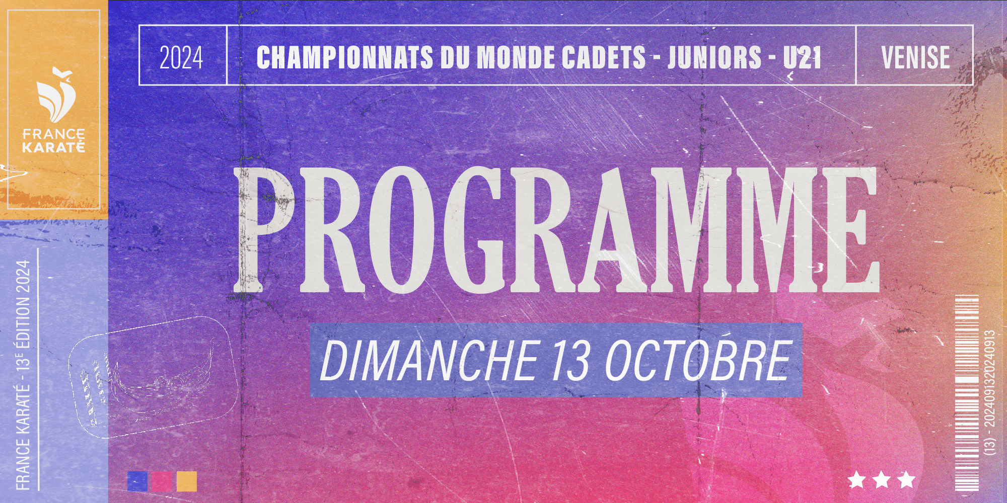 Championnats du monde jeunes : programme du dimanche 13 octobre